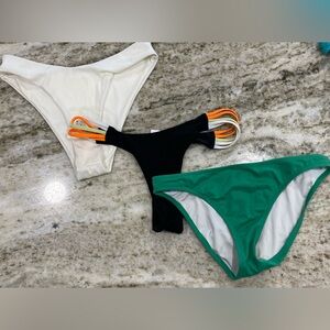Victorias Secret SHEIN Set of 3 Women's Bikini Bottoms White, Black & Green  S/M